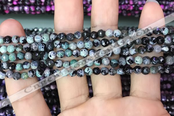 CAA2823 15 inches 4mm faceted round fire crackle agate beads wholesale