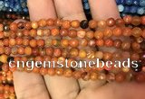 CAA2829 15 inches 4mm faceted round fire crackle agate beads wholesale