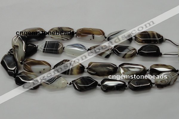 CAA283 15.5 inches 18*30mm freeform black line agate beads