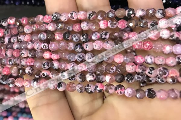 CAA2836 15 inches 4mm faceted round fire crackle agate beads wholesale