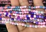 CAA2837 15 inches 4mm faceted round fire crackle agate beads wholesale