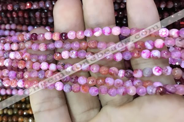 CAA2840 15 inches 4mm faceted round fire crackle agate beads wholesale