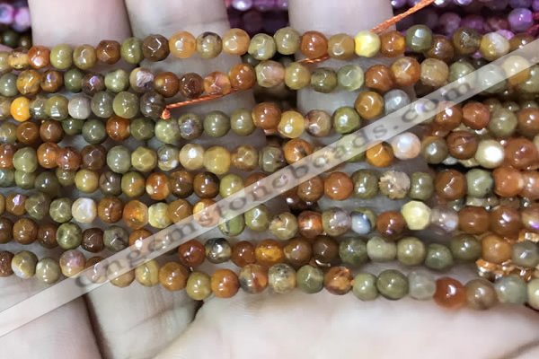 CAA2841 15 inches 4mm faceted round fire crackle agate beads wholesale