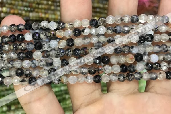 CAA2846 15 inches 4mm faceted round fire crackle agate beads wholesale