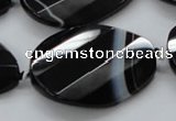 CAA285 28*38mm twisted & faceted teardrop black line agate beads