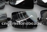 CAA287 22*30mm twisted & faceted rectangle black line agate beads