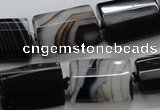 CAA289 15.5 inches 15*20mm faceted cuboid black line agate beads