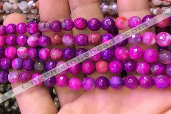 CAA2899 15 inches 6mm faceted round fire crackle agate beads wholesale