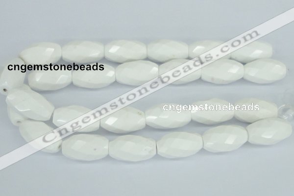 CAA29 15.5 inches 18*30mm faceted rice white agate gemstone beads