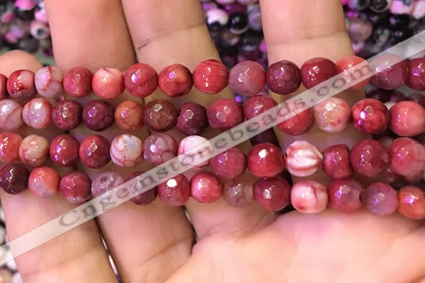 CAA2901 15 inches 6mm faceted round fire crackle agate beads wholesale