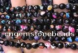 CAA2906 15 inches 6mm faceted round fire crackle agate beads wholesale