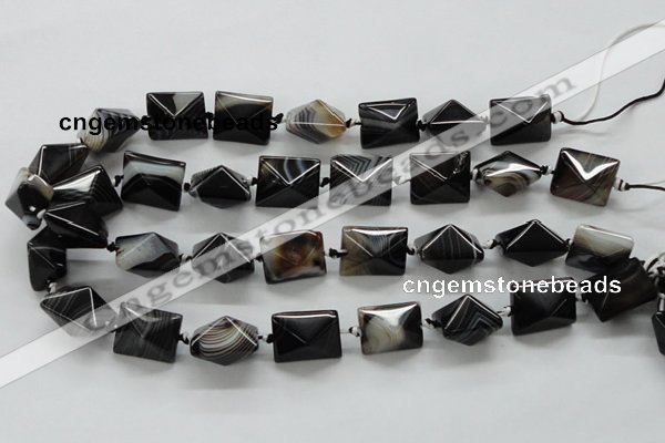 CAA291 15.5 inches 16*16*20mm black line agate gemstone beads