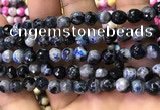 CAA2910 15 inches 6mm faceted round fire crackle agate beads wholesale