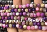 CAA2914 15 inches 6mm faceted round fire crackle agate beads wholesale
