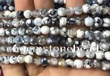 CAA2915 15 inches 6mm faceted round fire crackle agate beads wholesale