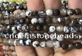 CAA2921 15 inches 6mm faceted round fire crackle agate beads wholesale