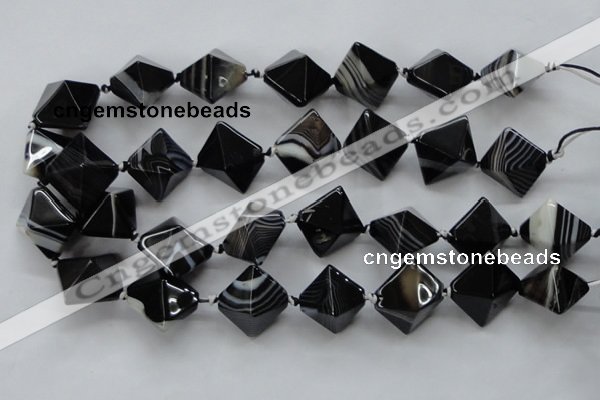 CAA294 15.5 inches 20*20*20mm black line agate gemstone beads