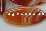 CAA296 15.5 inches 30*60mm oval red line agate gemstone beads