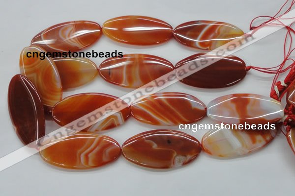 CAA296 15.5 inches 30*60mm oval red line agate gemstone beads