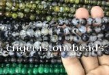 CAA2969 15 inches 8mm faceted round fire crackle agate beads wholesale