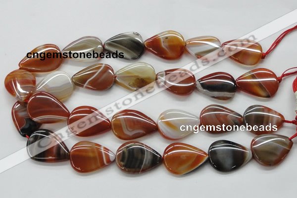 CAA297 15.5 inches 24*30mm flat teardrop red line agate beads