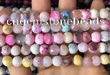 CAA2974 15 inches 8mm faceted round fire crackle agate beads wholesale