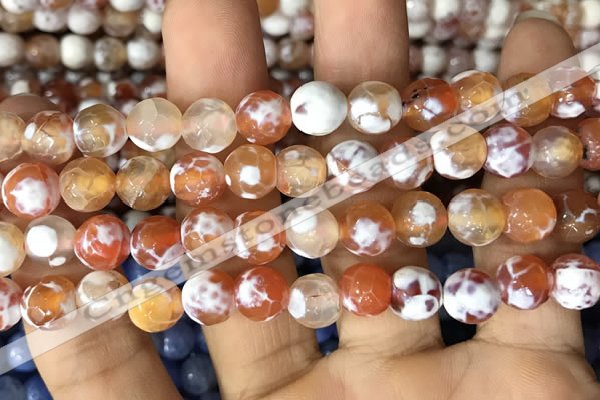 CAA2982 15 inches 8mm faceted round fire crackle agate beads wholesale