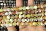 CAA2983 15 inches 8mm faceted round fire crackle agate beads wholesale