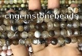 CAA2987 15 inches 8mm faceted round fire crackle agate beads wholesale