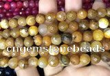 CAA2989 15 inches 8mm faceted round fire crackle agate beads wholesale