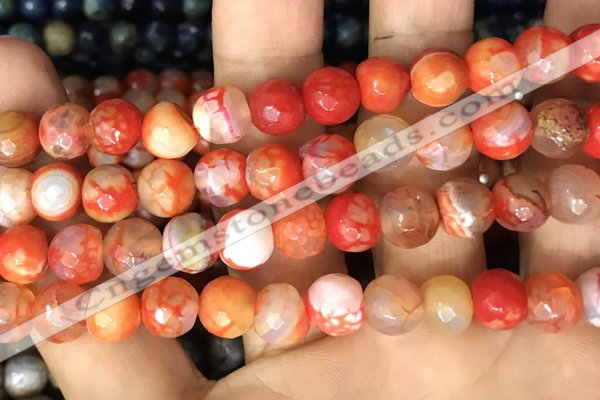 CAA2991 15 inches 8mm faceted round fire crackle agate beads wholesale