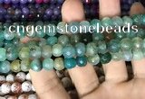 CAA2999 15 inches 8mm faceted round fire crackle agate beads wholesale