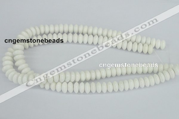 CAA30 15.5 inches 6*12mm rondelle white agate gemstone beads