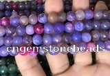 CAA3003 15 inches 8mm faceted round fire crackle agate beads wholesale