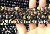 CAA3014 15 inches 8mm faceted round fire crackle agate beads wholesale