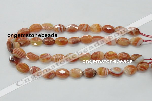 CAA302 15.5 inches 13*18mm faceted oval red line agate beads