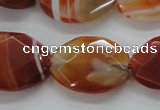 CAA303 15.5 inches 18*25mm faceted oval red line agate beads