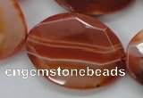 CAA304 15.5 inches 28*40mm faceted oval red line agate beads