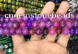 CAA3043 15 inches 10mm faceted round fire crackle agate beads wholesale