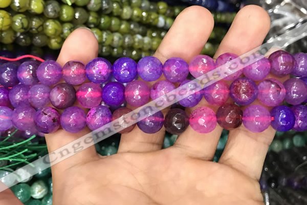 CAA3043 15 inches 10mm faceted round fire crackle agate beads wholesale