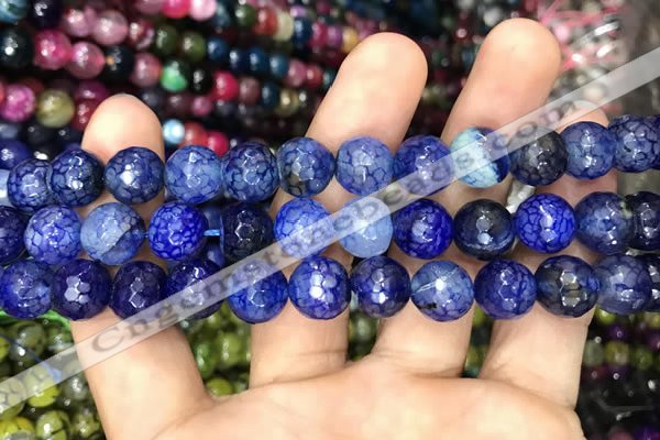 CAA3045 15 inches 10mm faceted round fire crackle agate beads wholesale