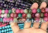 CAA3055 15 inches 10mm faceted round fire crackle agate beads wholesale