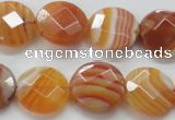 CAA306 15.5 inches 18mm faceted coin red line agate beads