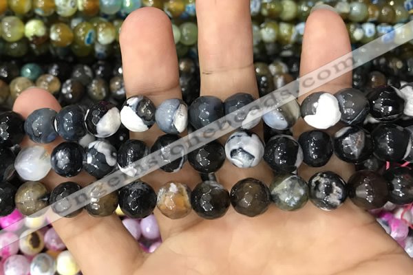 CAA3063 15 inches 10mm faceted round fire crackle agate beads wholesale