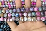 CAA3065 15 inches 10mm faceted round fire crackle agate beads wholesale