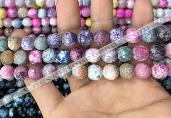 CAA3065 15 inches 10mm faceted round fire crackle agate beads wholesale