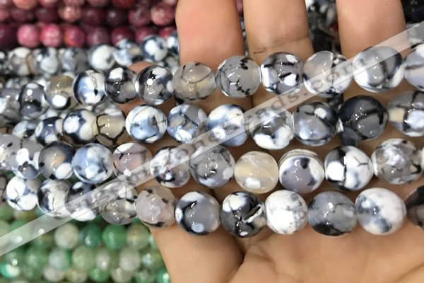 CAA3071 15 inches 10mm faceted round fire crackle agate beads wholesale