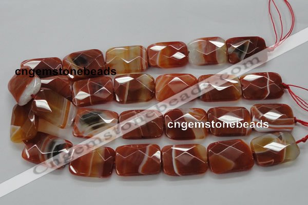 CAA308 15.5 inches 22*30mm faceted rectangle red line agate beads