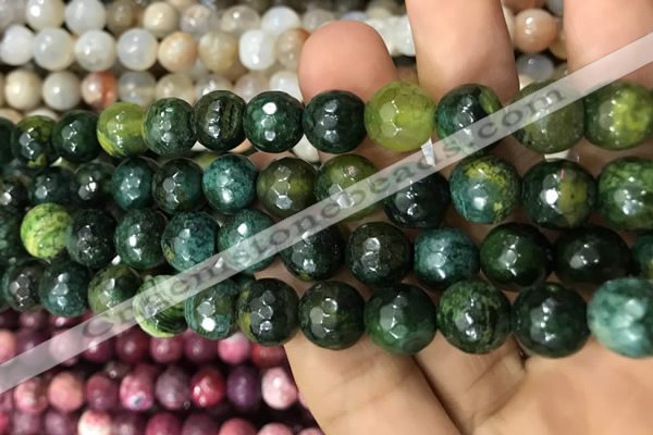 CAA3080 15 inches 10mm faceted round fire crackle agate beads wholesale