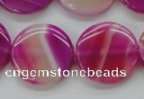 CAA310 15.5 inches 24mm flat round fuchsia line agate beads